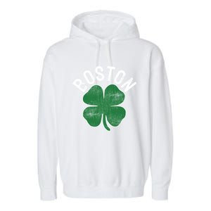 Shamrock Massachusetts Boston St Patricks Day Irish Green Gift Garment-Dyed Fleece Hoodie