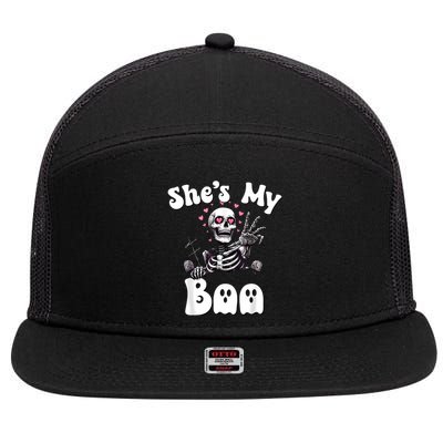 SheS My Boo Matching Halloween Pajama Couples HeS My Boo 7 Panel Mesh Trucker Snapback Hat