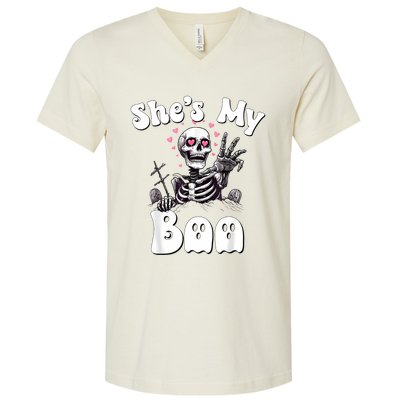 SheS My Boo Matching Halloween Pajama Couples HeS My Boo V-Neck T-Shirt