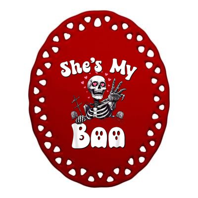 SheS My Boo Matching Halloween Pajama Couples HeS My Boo Ceramic Oval Ornament