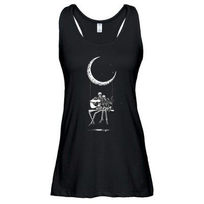 Skeleton Moon Band S Rock And Roll Concert Graphic S Ladies Essential Flowy Tank