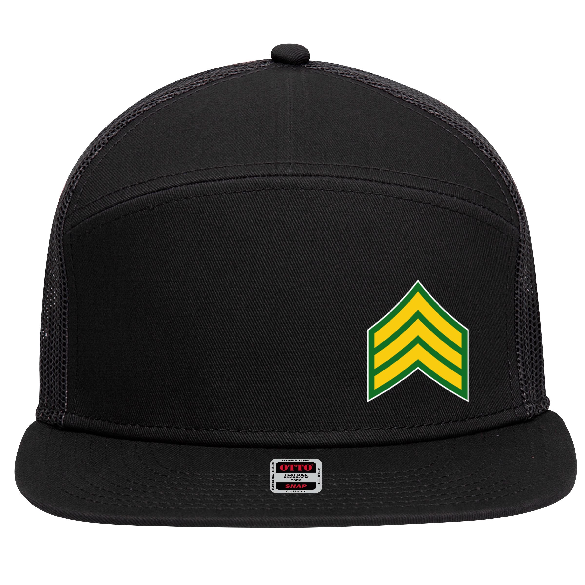 Sergeant Military Badge 7 Panel Mesh Trucker Snapback Hat