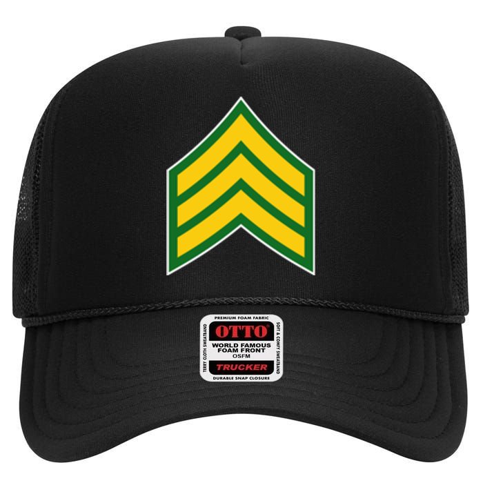 Sergeant Military Badge High Crown Mesh Back Trucker Hat