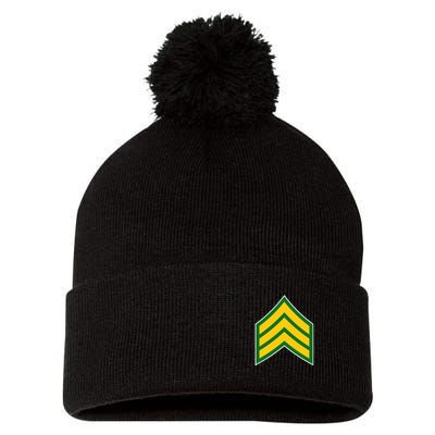Sergeant Military Badge Pom Pom 12in Knit Beanie