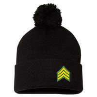 Sergeant Military Badge Pom Pom 12in Knit Beanie