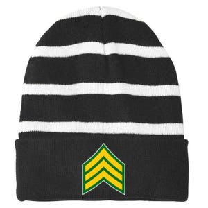 Sergeant Military Badge Striped Beanie with Solid Band