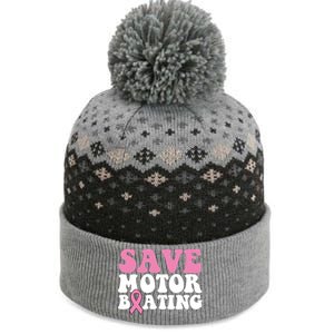 Save Motor Boating Breast Cancer Pink Ribbon Gift The Baniff Cuffed Pom Beanie