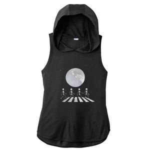 Skeleton Moon Band Tees Funny Rock Concert Halloween Graphic Ladies PosiCharge Tri-Blend Wicking Draft Hoodie Tank