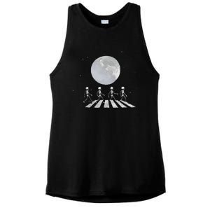 Skeleton Moon Band Tees Funny Rock Concert Halloween Graphic Ladies PosiCharge Tri-Blend Wicking Tank