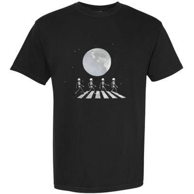 Skeleton Moon Band Tees Funny Rock Concert Halloween Graphic Garment-Dyed Heavyweight T-Shirt