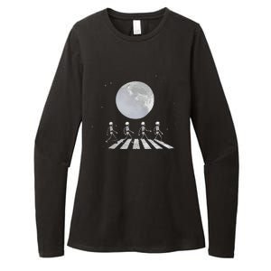 Skeleton Moon Band Tees Funny Rock Concert Halloween Graphic Womens CVC Long Sleeve Shirt