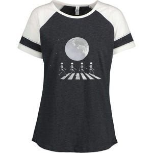 Skeleton Moon Band Tees Funny Rock Concert Halloween Graphic Enza Ladies Jersey Colorblock Tee