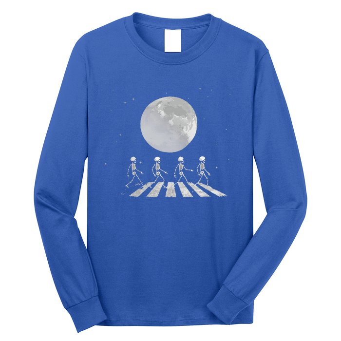 Skeleton Moon Band Tees Funny Rock Concert Halloween Graphic Long Sleeve Shirt