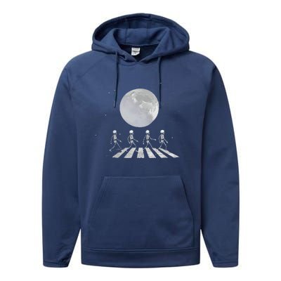 Skeleton Moon Band Tees Funny Rock Concert Halloween Graphic Performance Fleece Hoodie