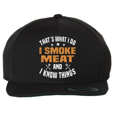 Smoking Meat BBQ Grilling Smoker Smoked Meat Wool Snapback Cap