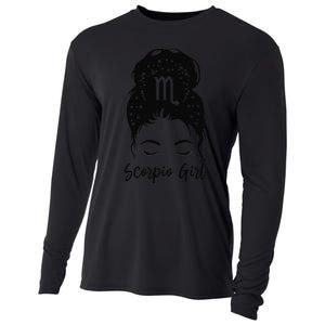 Scorpio Messy Bun Zodiac Symbol Woman Birthday Costume Cooling Performance Long Sleeve Crew