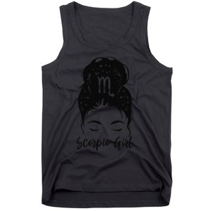 Scorpio Messy Bun Zodiac Symbol Woman Birthday Costume Tank Top