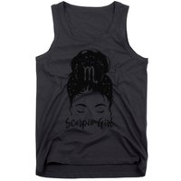 Scorpio Messy Bun Zodiac Symbol Woman Birthday Costume Tank Top