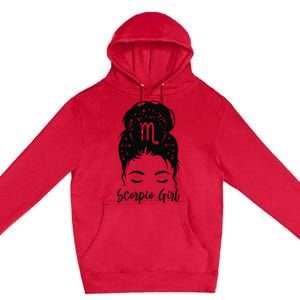 Scorpio Messy Bun Zodiac Symbol Woman Birthday Costume Premium Pullover Hoodie