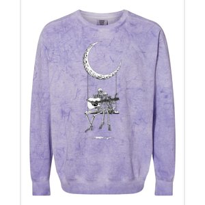 Skeleton Moon Band Rock And Roll Concert Graphic Colorblast Crewneck Sweatshirt