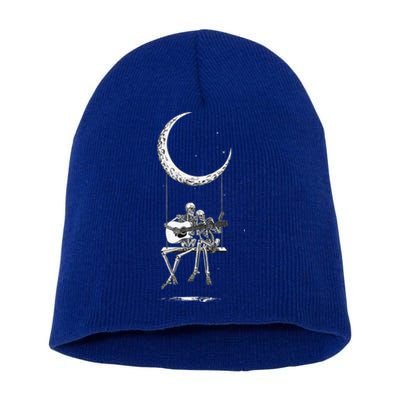 Skeleton Moon Band Rock And Roll Concert Graphic Short Acrylic Beanie