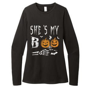 SheS My Boo Skeleton Hand Pumpkin Halloween Matching Funny Womens CVC Long Sleeve Shirt