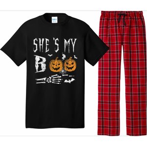 SheS My Boo Skeleton Hand Pumpkin Halloween Matching Funny Pajama Set