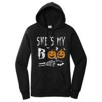 SheS My Boo Skeleton Hand Pumpkin Halloween Matching Funny Women's Pullover Hoodie