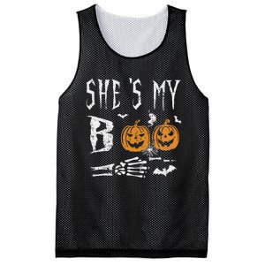 SheS My Boo Skeleton Hand Pumpkin Halloween Matching Funny Mesh Reversible Basketball Jersey Tank