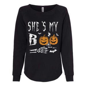 SheS My Boo Skeleton Hand Pumpkin Halloween Matching Funny Womens California Wash Sweatshirt