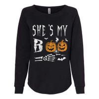 SheS My Boo Skeleton Hand Pumpkin Halloween Matching Funny Womens California Wash Sweatshirt