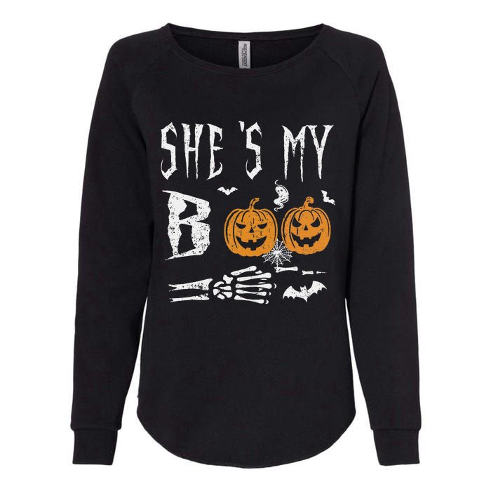 SheS My Boo Skeleton Hand Pumpkin Halloween Matching Funny Womens California Wash Sweatshirt