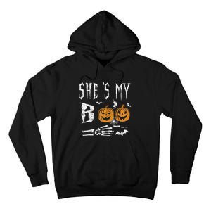 SheS My Boo Skeleton Hand Pumpkin Halloween Matching Funny Tall Hoodie