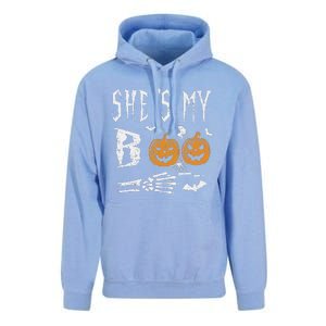 SheS My Boo Skeleton Hand Pumpkin Halloween Matching Funny Unisex Surf Hoodie