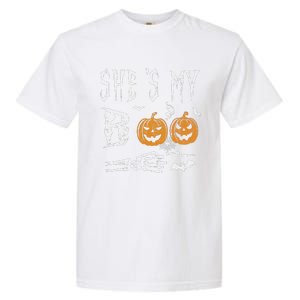 SheS My Boo Skeleton Hand Pumpkin Halloween Matching Funny Garment-Dyed Heavyweight T-Shirt