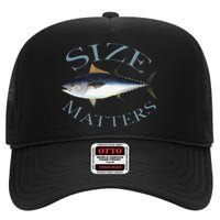 Size Matters Bluefin Tuna Fish Angler Gear Funny Fishing Pun High Crown Mesh Back Trucker Hat