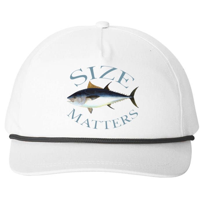 Size Matters Bluefin Tuna Fish Angler Gear Funny Fishing Pun Snapback Five-Panel Rope Hat