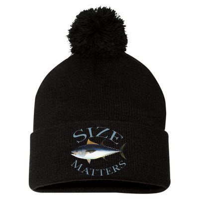 Size Matters Bluefin Tuna Fish Angler Gear Funny Fishing Pun Pom Pom 12in Knit Beanie