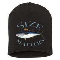 Size Matters Bluefin Tuna Fish Angler Gear Funny Fishing Pun Short Acrylic Beanie