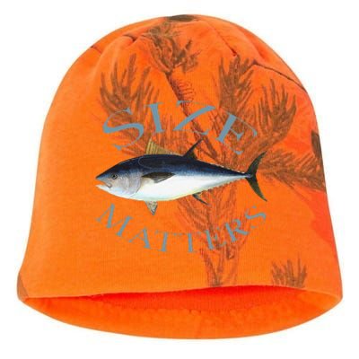 Size Matters Bluefin Tuna Fish Angler Gear Funny Fishing Pun Kati - Camo Knit Beanie