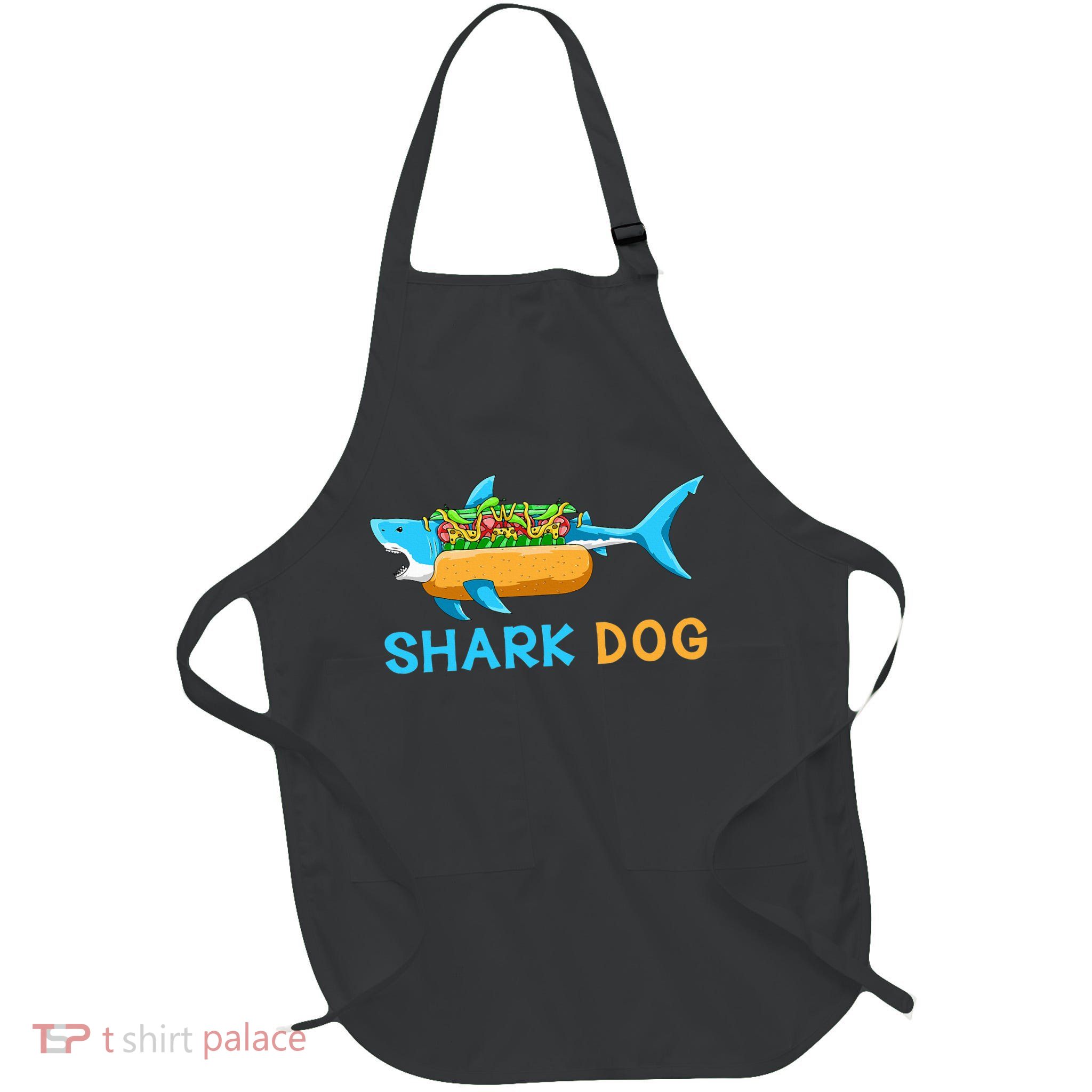 Shark Marine Biologist Ocean Animal Hot Dog Shark Full-Length Apron With Pockets