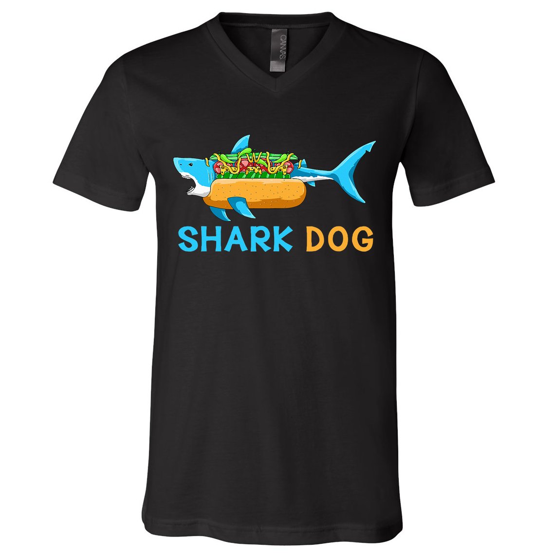 Shark Marine Biologist Ocean Animal Hot Dog Shark V-Neck T-Shirt