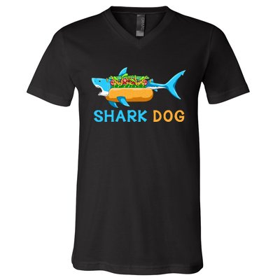 Shark Marine Biologist Ocean Animal Hot Dog Shark V-Neck T-Shirt