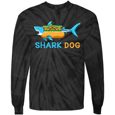 Shark Marine Biologist Ocean Animal Hot Dog Shark Tie-Dye Long Sleeve Shirt