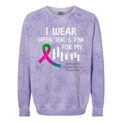 Support Metastatic Breast Cancer Awareness Pink Ribbon Colorblast Crewneck Sweatshirt