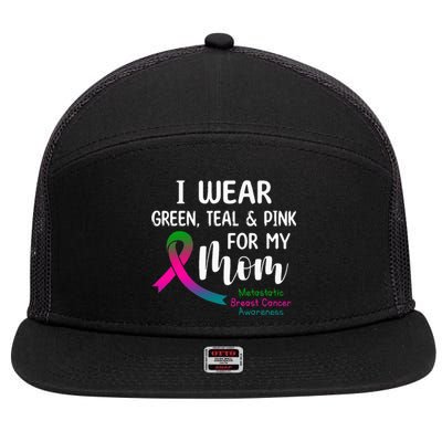 Support Metastatic Breast Cancer Awareness Pink Ribbon 7 Panel Mesh Trucker Snapback Hat