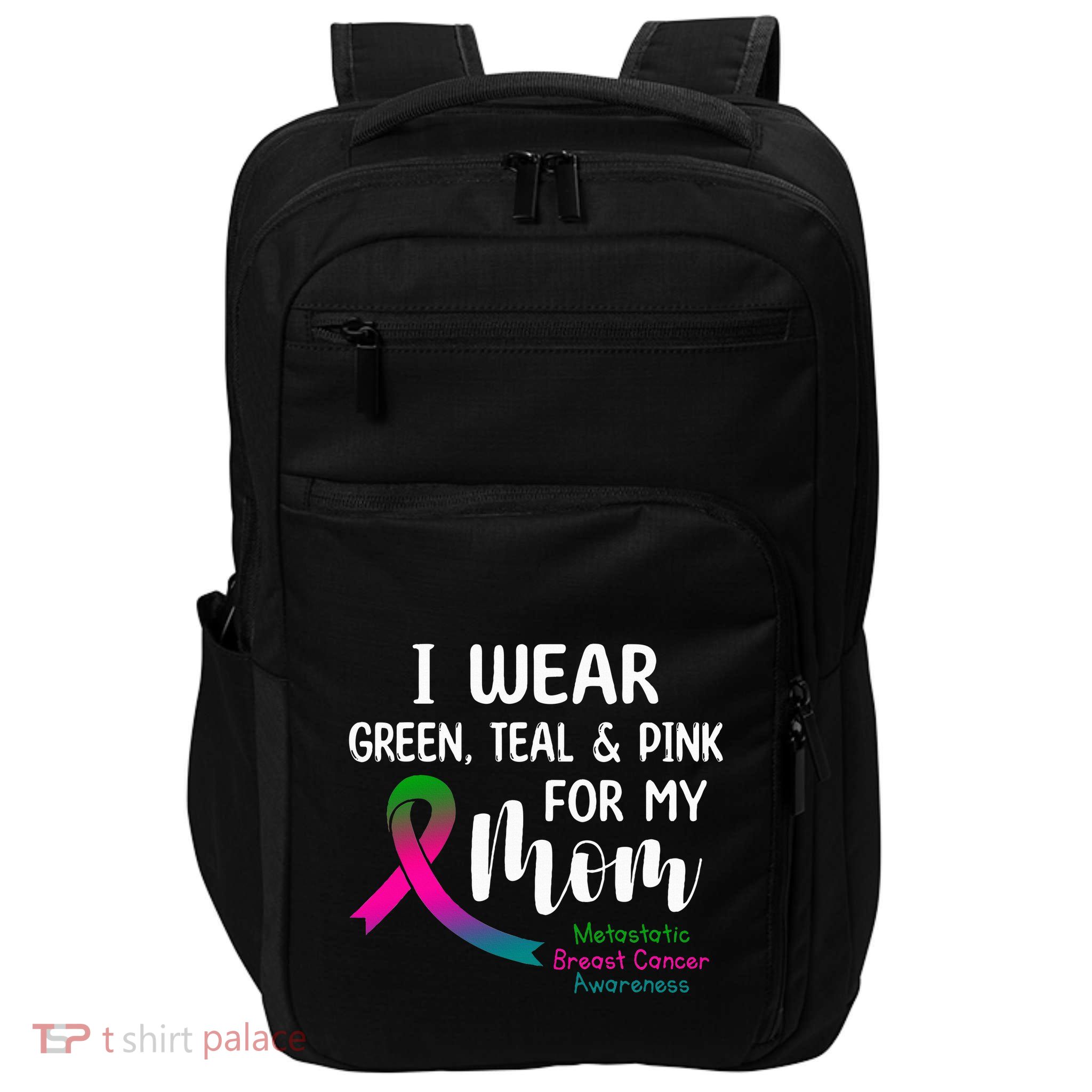 Support Metastatic Breast Cancer Awareness Pink Ribbon Impact Tech Backpack