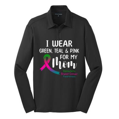 Support Metastatic Breast Cancer Awareness Pink Ribbon Silk Touch Performance Long Sleeve Polo