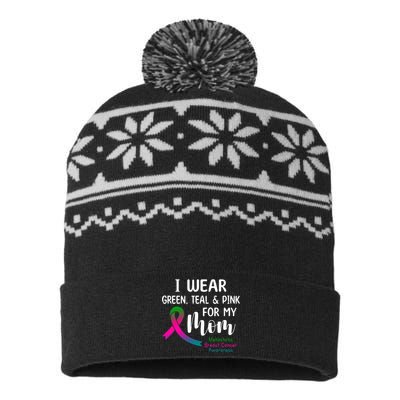 Support Metastatic Breast Cancer Awareness Pink Ribbon USA-Made Snowflake Beanie