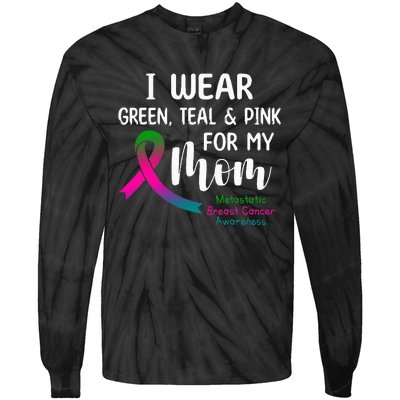 Support Metastatic Breast Cancer Awareness Pink Ribbon Tie-Dye Long Sleeve Shirt